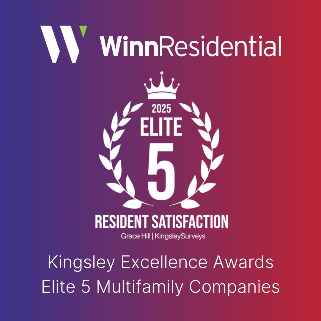 WinnResidential Ranks as a Top Five Multifamily Property Manager for Overall Resident Satisfaction for 4th Straight Year